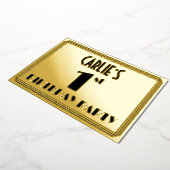 1回目の誕生日パーティー—アールデコ検索「1」 +名前 箔招待状 (回転した状態)