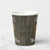 1回目の誕生日パーティー—フェイク金ゴールドとフェイクウッドの外観 紙コップ (左)