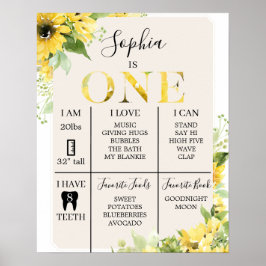 1回目の誕生日マイルストーンのポスターひまわり ポスター
