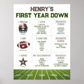 1回目の誕生日マイルストーンフットボール |最初の年を切る ポスター (正面)