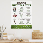 1回目の誕生日マイルストーンフットボール |最初の年を切る ポスター (キッチン)