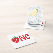 1回目の誕生日ワンイチゴ スクエアペーパーコースター (インサイチュ)