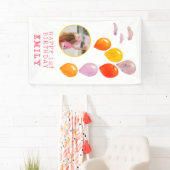 1回目の誕生日ワンバルーンガールフォト 横断幕 (インサイチュ)