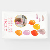 1回目の誕生日ワンバルーンガールフォト 横断幕 (横)