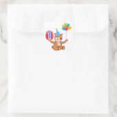 1回目の誕生日茶色のクマの風船 スクエアシール (バッグ)