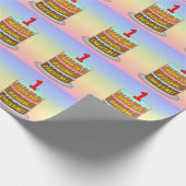 1回目の誕生日:おもしろいケーキとキャンドル+名前をカスタムする ラッピングペーパー (角)