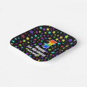 1回目の誕生日:おもしろいスターのパターンと虹"1" ペーパープレート (傾斜あり)