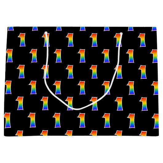 1回目の誕生日:おもしろいレインボーイベント第1パターン ラージペーパーバッグ (正面)