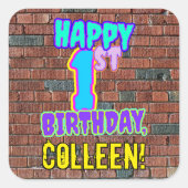 1回目の誕生日 – おもしろい、アーバングラフィティインスパイアルックス スクエアシール (正面)