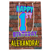 1回目の誕生日:おもしろい、アーバングラフィティインスパイアルックス ミディアムペーパーバッグ (裏面)