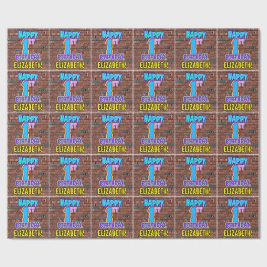 1回目の誕生日:おもしろい、アーバングラフィティインスパイアルックス ラッピングペーパー (フラット)