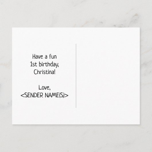 1回目の誕生日:はっきりした,おもしろい,シンプル虹, Rainbow 1 ポストカード (裏面)