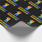 1回目の誕生日:はっきりした,おもしろい,シンプル虹, Rainbow 1 ラッピングペーパー (角)