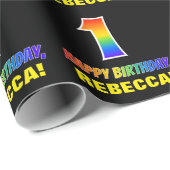 1回目の誕生日:はっきりした,おもしろい,シンプル虹, Rainbow 1 ラッピングペーパー (ロールコーナー)