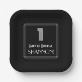 1回目の誕生日 – インスパイアアールデコの「1」 +名前 ペーパープレート (正面)