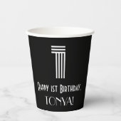 1回目の誕生日 – インスパイアアールデコの「1」 +名前 紙コップ (正面)