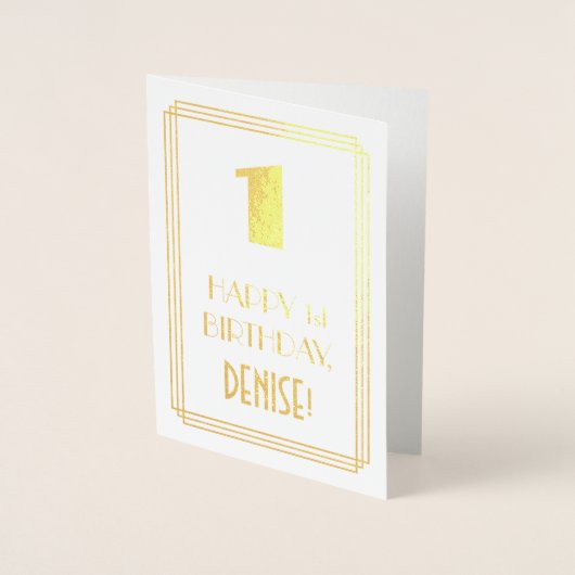 1回目の誕生日:インスパイアアールデコ「1」の外観と名前 箔カード (正面)