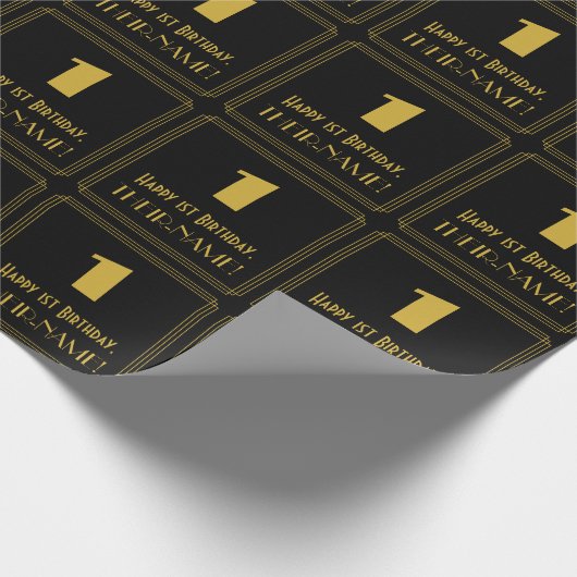 1回目の誕生日 – インスパイアアールデコ「1」の検索と名前 ラッピングペーパー (角)
