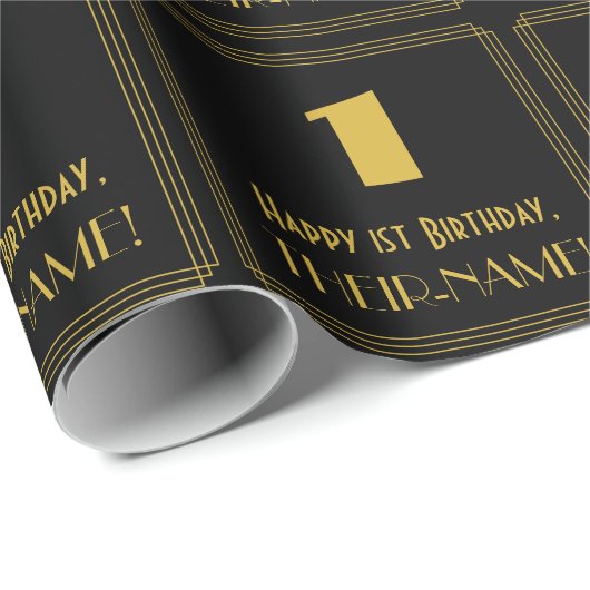 1回目の誕生日 – インスパイアアールデコ「1」の検索と名前 ラッピングペーパー (ロールコーナー)