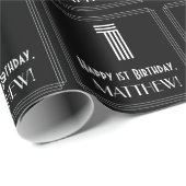 1回目の誕生日：インスパイアアールデコ「1」を表示/名前 ラッピングペーパー (ロールコーナー)