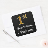 1回目の誕生日 – エレガント豪華なフェイク金ゴールドルック# スクエアシール (封筒)