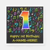 1回目の誕生日 – カラフル音楽シンボル, Rainbow 1 スタンダードランチョンナプキン (正面)