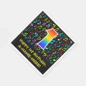 1回目の誕生日 – カラフル音楽シンボル， Rainbow 1 スタンダードランチョンナプキン (角)