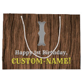 1回目の誕生日:カントリーインスパイアウエスタンルック、名前 ラージペーパーバッグ (裏面)