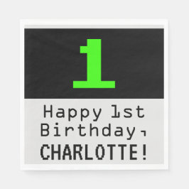 1回目の誕生日 – ネディ/オタク系のスタイル「1」と名前 スタンダードランチョンナプキン