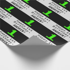 1回目の誕生日 – ネディ/オタク系のスタイル「1」と名前 ラッピングペーパー