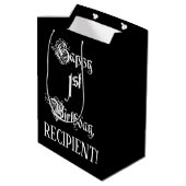 1回目の誕生日： ファンシー、スクリプエレガントト+名前をカスタムする ミディアムペーパーバッグ (裏面アングル)