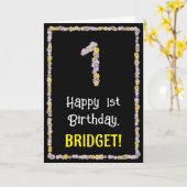 1回目の誕生日:フローラ花数,名前をカスタムする カード (黄色い花)