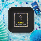 1回目の誕生日：フローラ花数，名前をカスタムする ペーパープレート (パーティー)