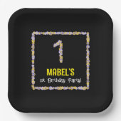 1回目の誕生日：フローラ花数，名前をカスタムする ペーパープレート (正面)