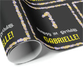 1回目の誕生日：フローラ花数，名前をカスタムする ラッピングペーパー (ロールコーナー)