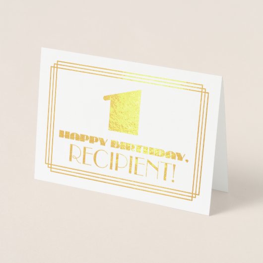 1回目の誕生日;名前+アールデコインスパイアの外観"1" 箔カード (正面)