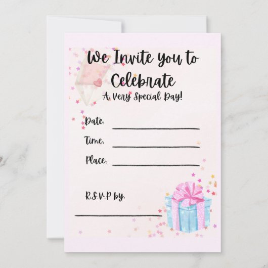 1回目の誕生日 – 招待状-お祝い 招待状 (裏面)