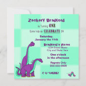 1回目の誕生日，招待状，恐竜，紫，子供 招待状 (裏面)