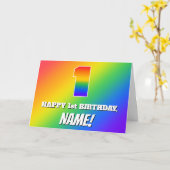 1回目の誕生日:数々のカラーのレインボーパターン# 1 カード (黄色い花)