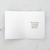 1回目の誕生日：素朴ウッドルックフェイクレインボー"1" カード (内部)