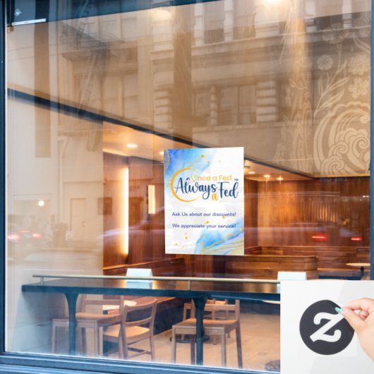 1回食べ物を与え必ず食べ物を与えA ウィンドウサイン (カフェ窓)