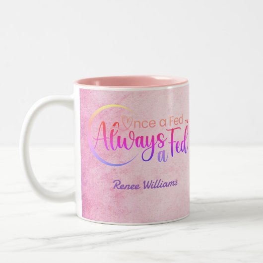 1回食べ物を与え必ず食べ物を与えA ツートーンマグカップ (左)