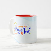 1回食べ物を与え必ず食べ物を与えA ツートーンマグカップ (正面左)