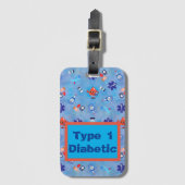 1型又は2型糖尿病カラフルプリント ラゲッジタグ (正面縦)
