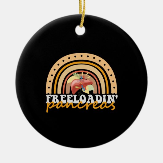 1型糖尿病おもしろいギフトの無料装入膵臓 セラミックオーナメント (正面)