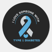 1型糖尿病のプレゼントを持つ人が大好き認識度 ラウンドシール (正面)