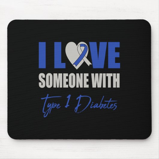 1型糖尿病の人が大好き認識度ブルー マウスパッド (正面)