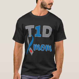 1型糖尿病ママT1D認識度リボン Tシャツ