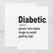 1型糖尿病ユーモア認識ギフト 招待状 (正面/裏面)