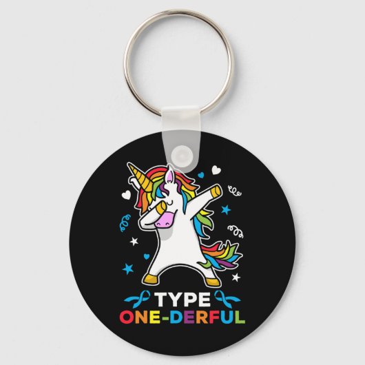 1型糖尿病啓発 ユニコーン Type One-derful キーホルダー (正面)